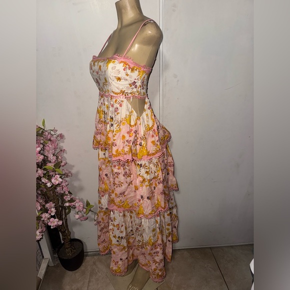 Floral Maxi Dress in Pink and Yellow - Picture 5 of 10